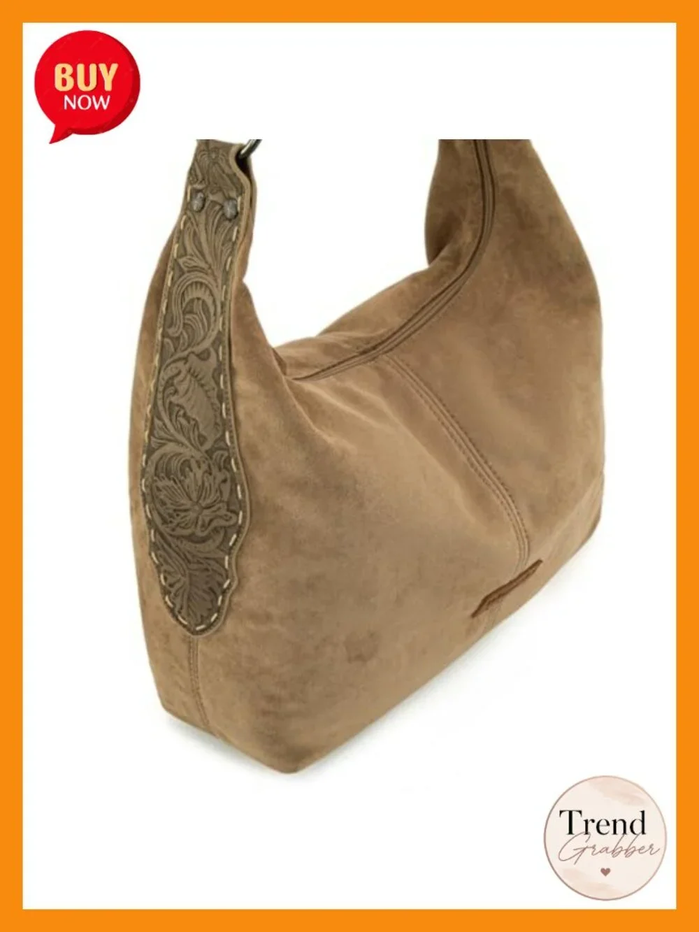 Montana West Suede Hobo Purse Embossed Slouchy Shoulder Bag 2Pc Set